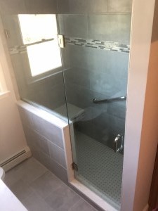 Custom Shower Door With Fixed Panel On Kneewall